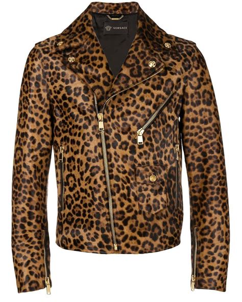 versace cheetah print jacket|Versace biker jacket.